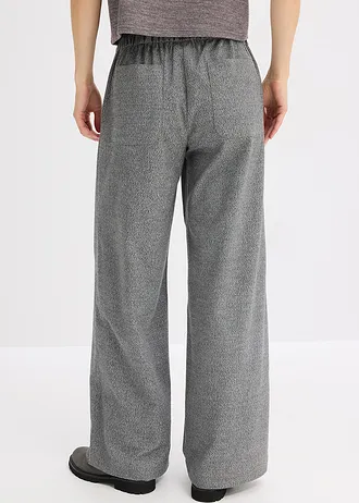 Spodnie palazzo, w optyce wełny, kolor: antracytowy melanż