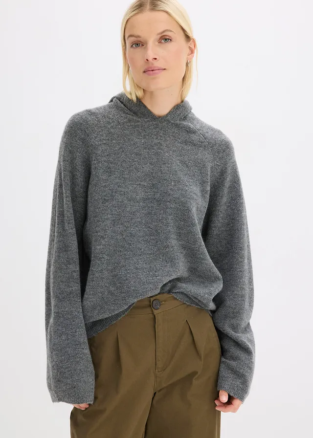 Pull en maille à capuche • anthracite chiné • product-page.page-title-suffix