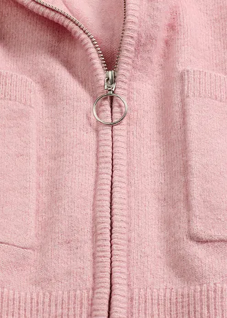 Pletený kabátek se zapínáním na zip • popelavě růžová • bonprix obchod