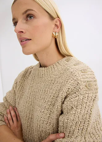 Pull en grosse maille • roseau mat chiné • Boutique bonprix