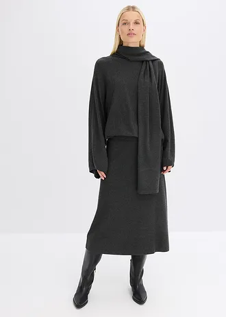 Svetr z jemné pleteniny z měkké viskózové směsi • antracitový melír • bonprix obchod