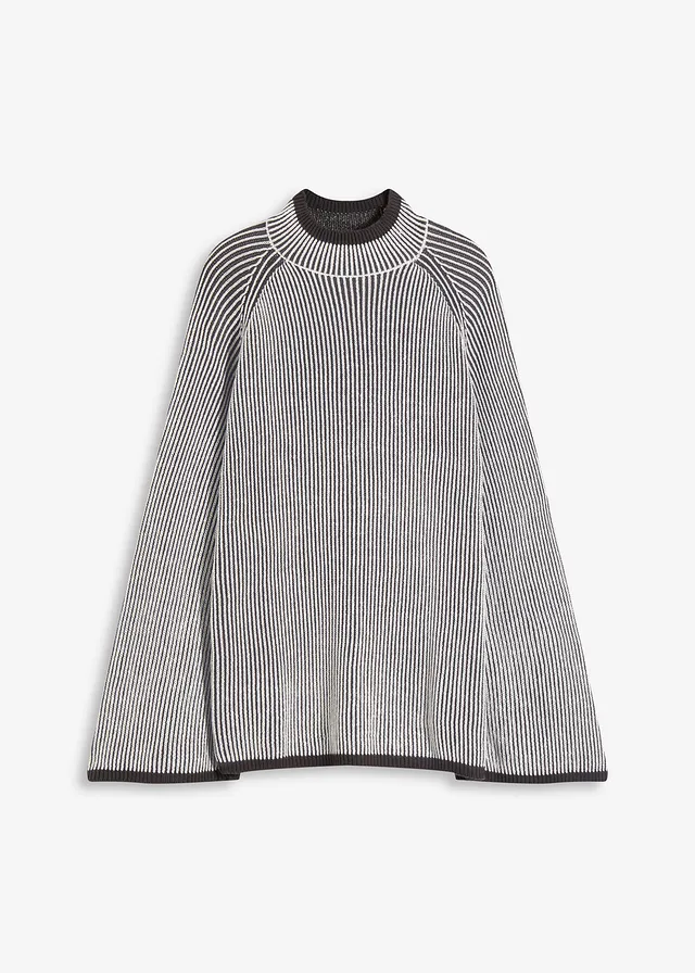 Oversize svetr se stojáčkem • břidlicově šedý melír • bonprix obchod