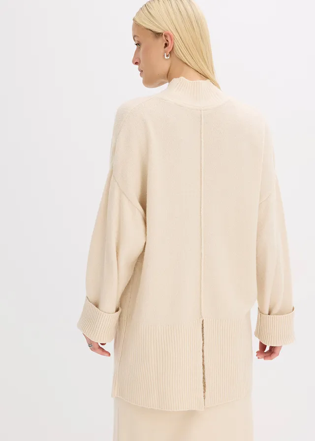 Oversized trui, Kleur: kiezelgrijs-wolwit mêlee
