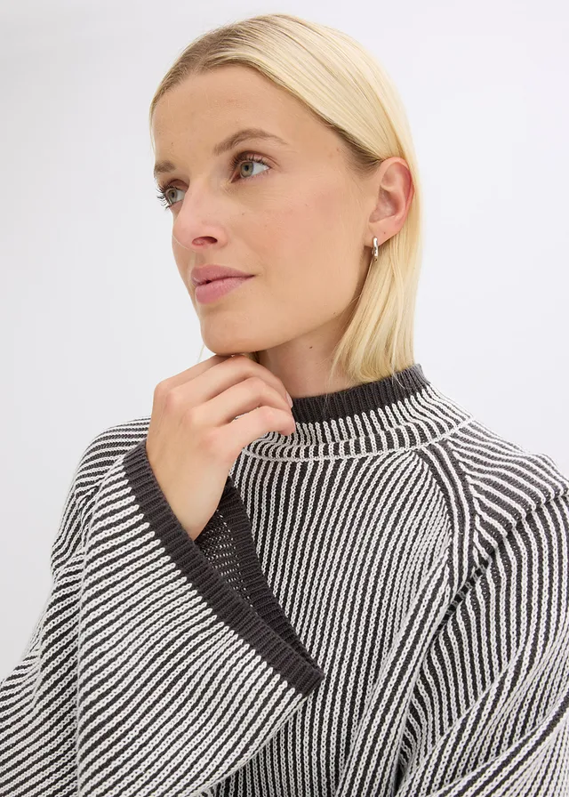 Oversized trui met opstaande kraag • leisteengrijs gemêleerd • product-page.page-title-suffix
