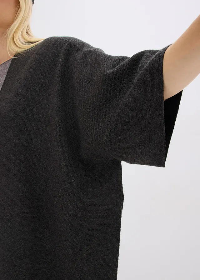 Oversized gebreide cape • antraciet gemêleerd • product-page.page-title-suffix