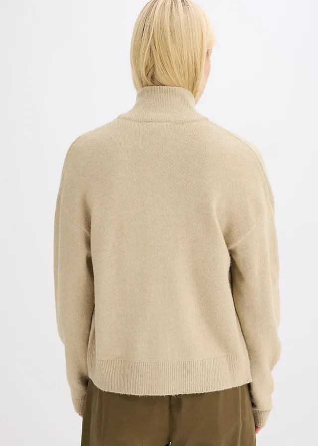 Gilet zippé en maille, Couleur: roseau mat