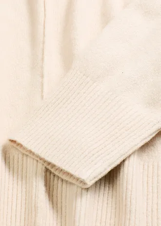 Oversize svetr • šedobéžová-přírodní bílá melír • bonprix obchod