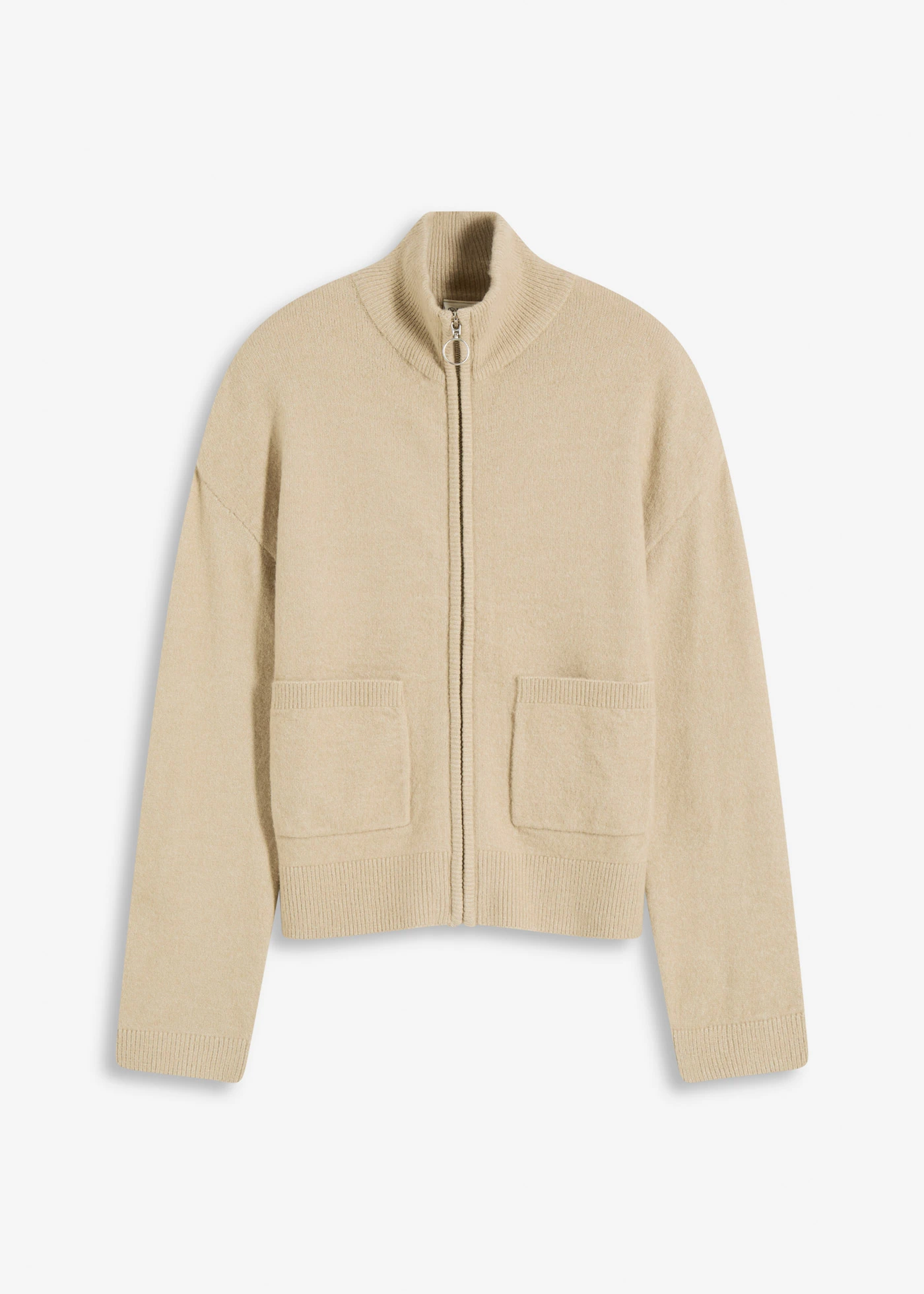 Pletený kabátek se zapínáním na zip • matně rákosová • bonprix obchod