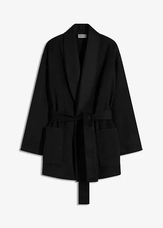 Kabátek s vlněným vzhledem, barva: černá