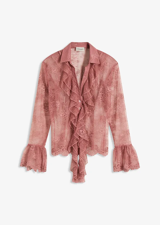 Blúzka s čipkou, transparentná