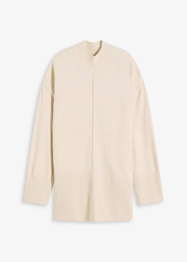 Oversized trui, Kleur: kiezelgrijs-wolwit mêlee