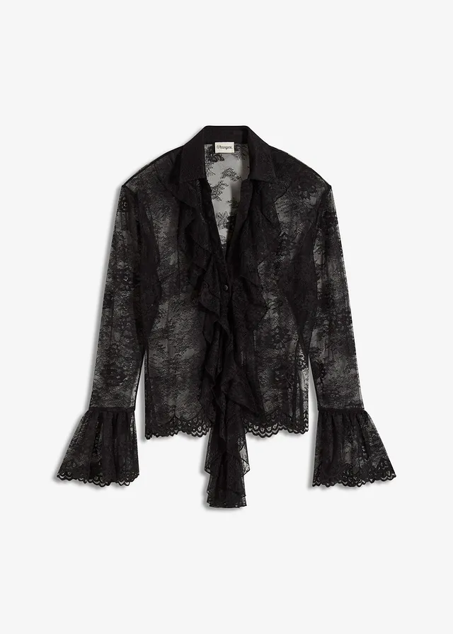 Blúzka s čipkou, transparentná