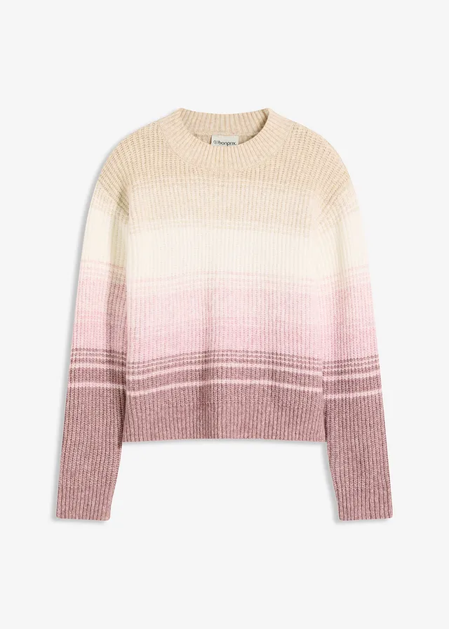 Svetr • šedobéžovo-přírodní bílo-popelavě růžovo-jemně bobulová • bonprix obchod