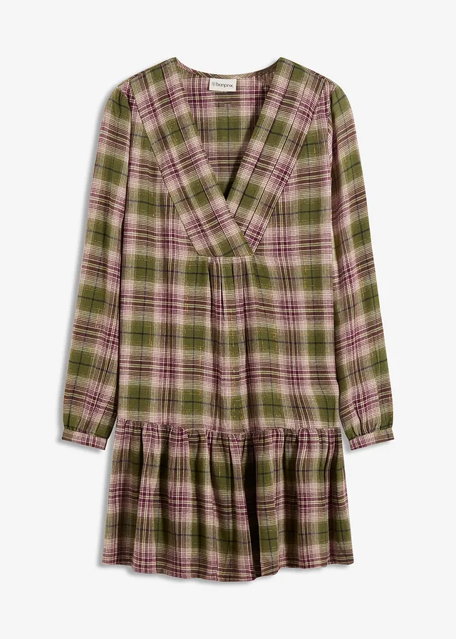 Mini jurk • olijfgroen geruit • bonprix online shop