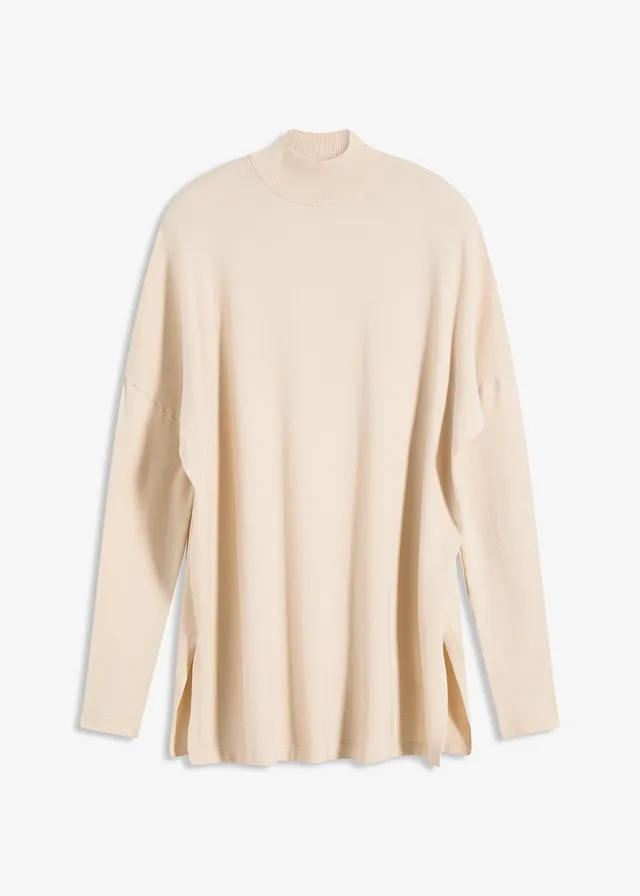 Pelerínový svetr z měkké viskózové směsi • šedobéžová melír • bonprix obchod