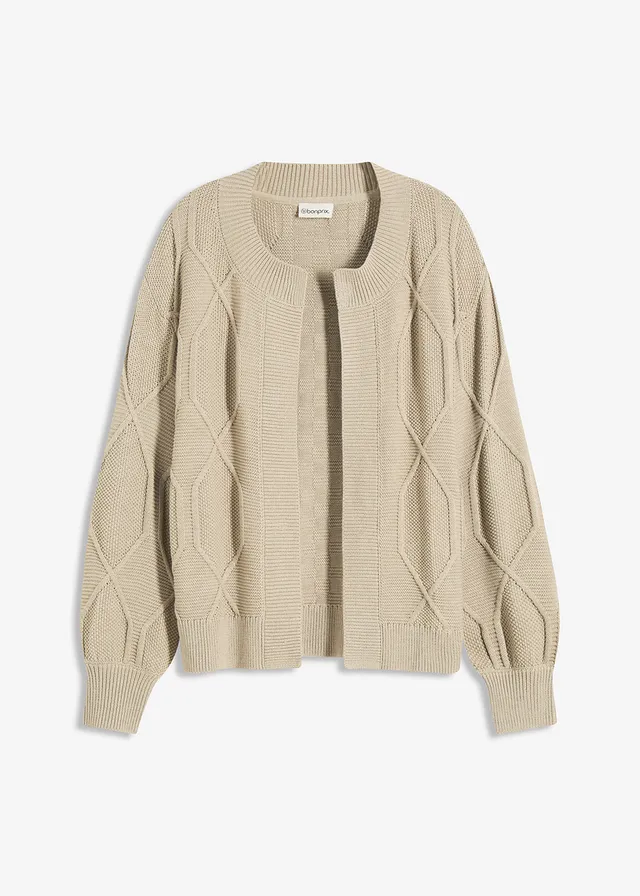 Pletený kardigan s osmičkovým vzorom