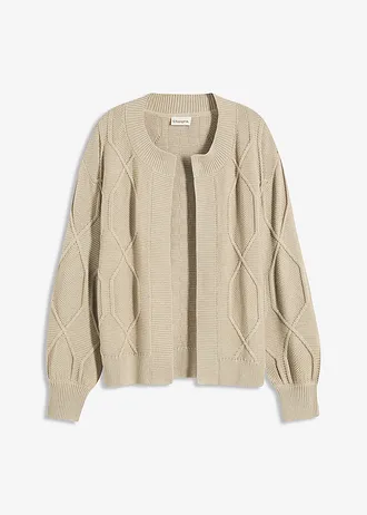 Pletený kabátek s copánkovým vzorem