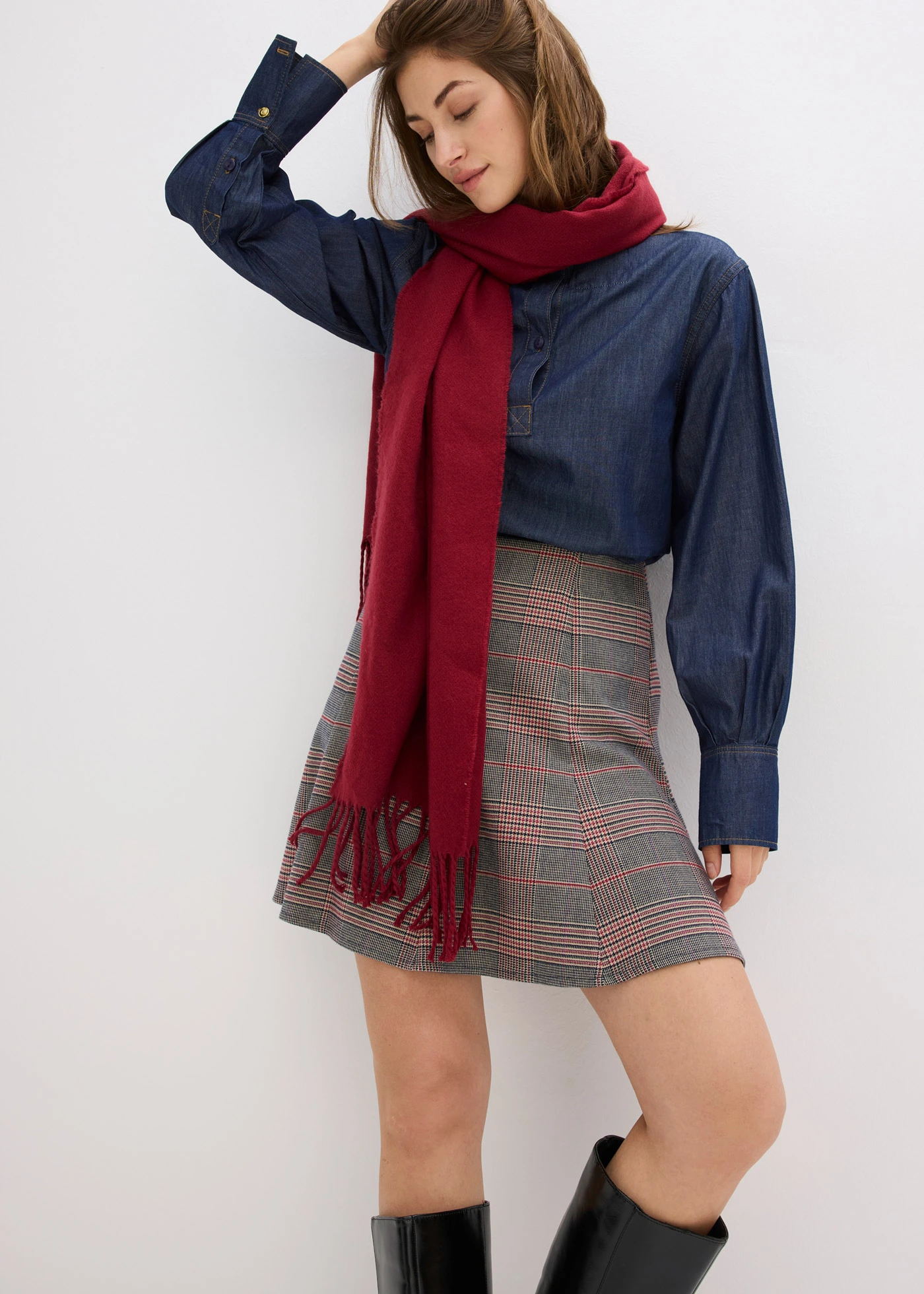 Minisukně • hnědo-béžová kostkovaná • bonprix obchod