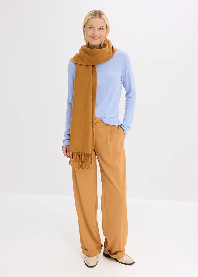 Accentuerend geribd shirt parelblauw