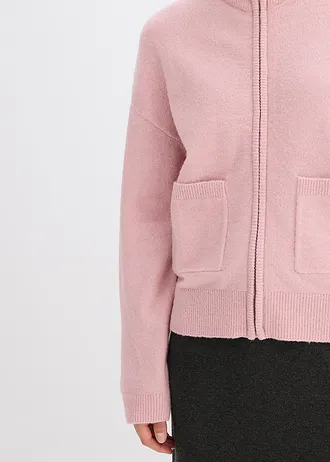 Pletený kabátek se zapínáním na zip • popelavě růžová • bonprix obchod