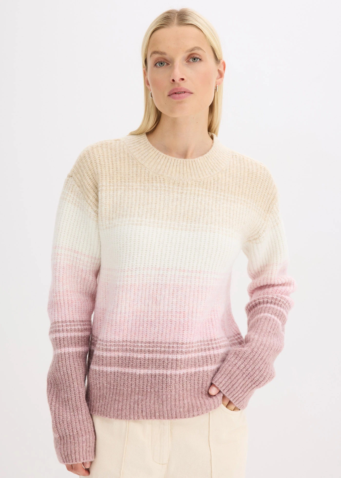 Svetr • šedobéžovo-přírodní bílo-popelavě růžovo-jemně bobulová • bonprix obchod