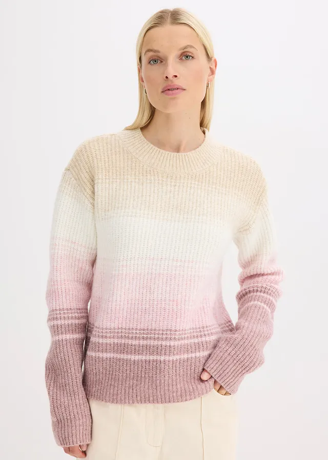 Trui, Kleur: kiezelgrijs-wolwit-asroze-soft bessen
