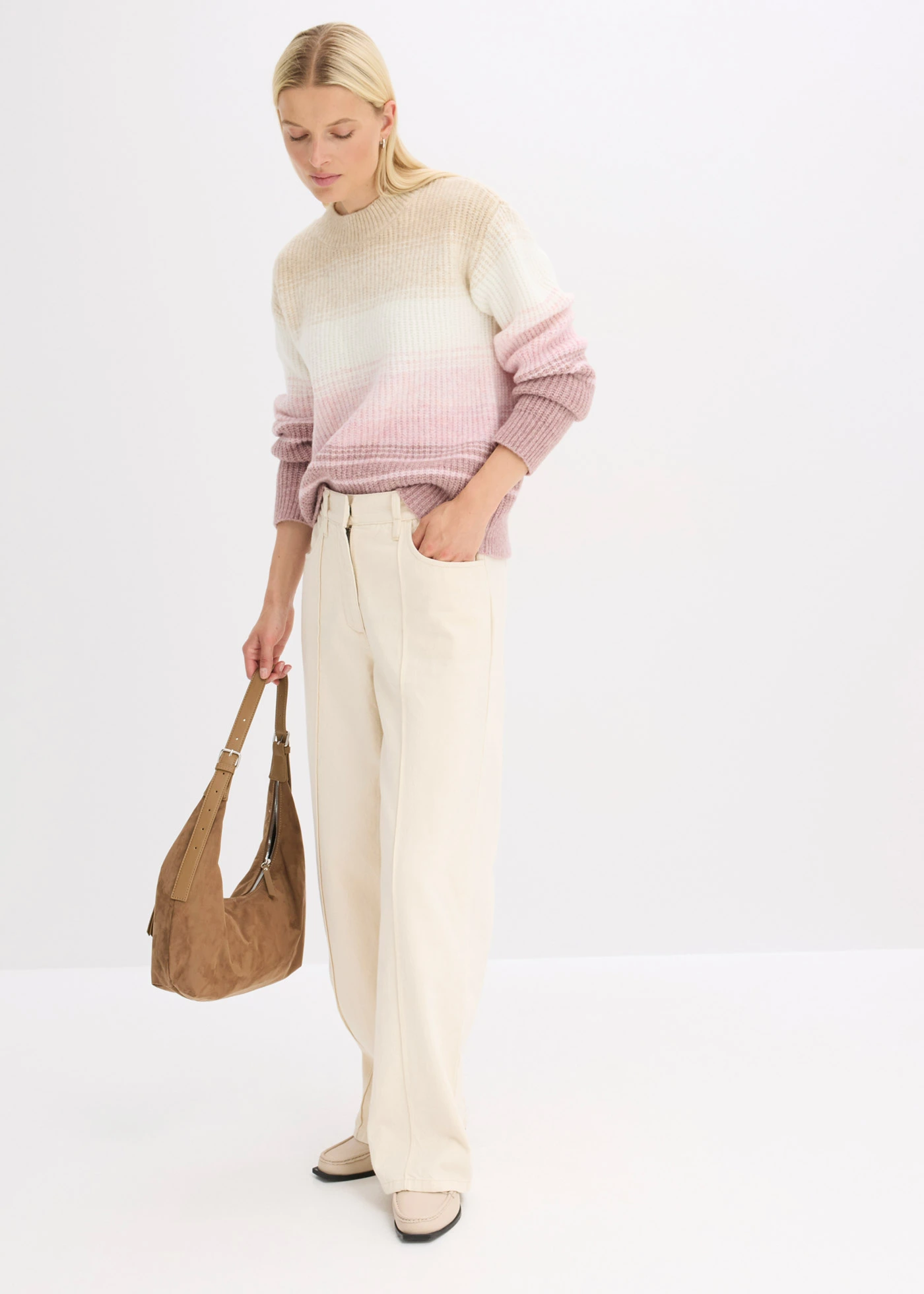 Svetr • šedobéžovo-přírodní bílo-popelavě růžovo-jemně bobulová • bonprix obchod