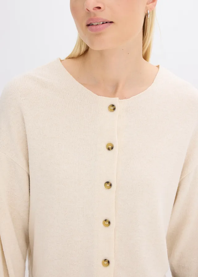 Gilet en fine maille côtelée • beige galet chiné • product-page.page-title-suffix