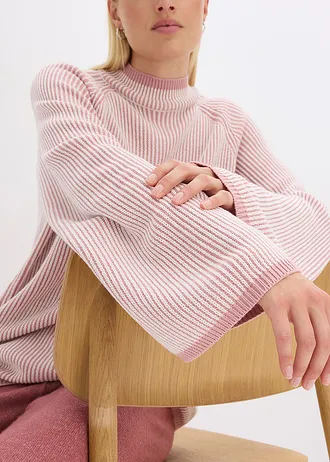 Oversize svetr se stojáčkem • popelavě růžový melír • bonprix obchod