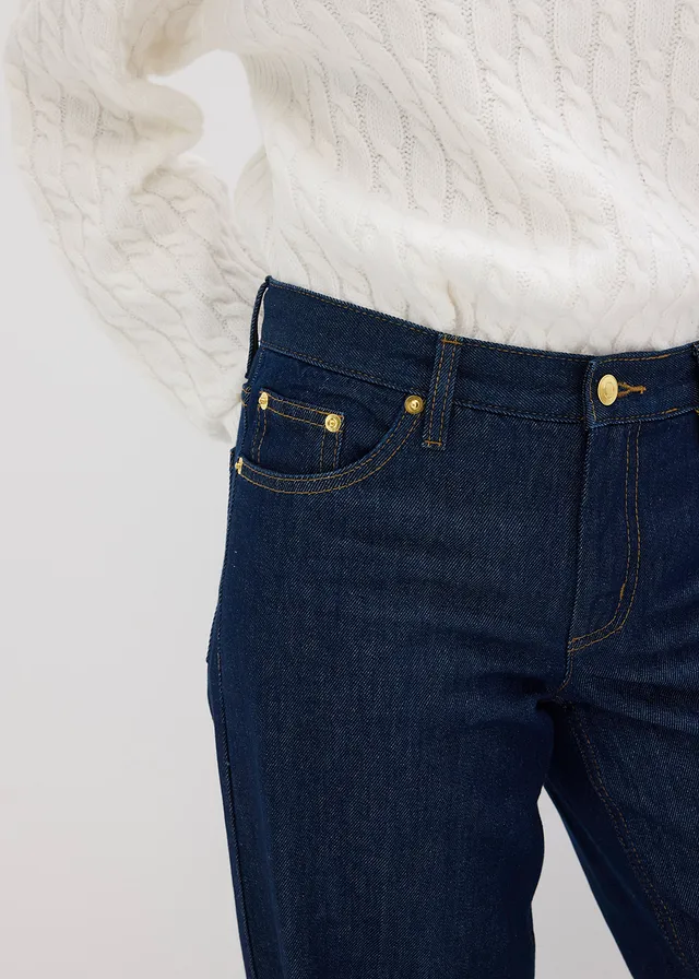 Wide leg jeans mid waist • diepblauw denim ongewassen • product-page.page-title-suffix