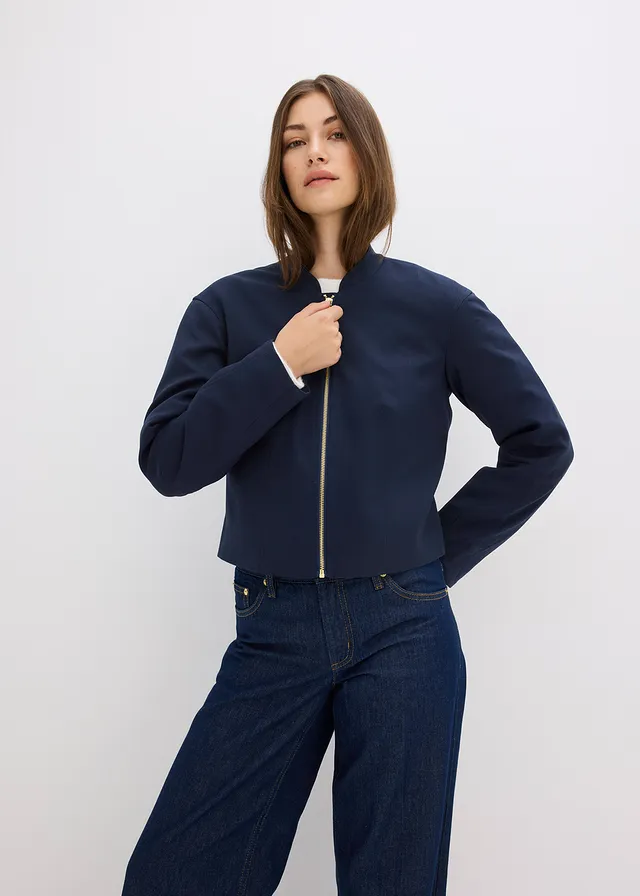 Bomber in een zachte viscosemix • donkerblauw • product-page.page-title-suffix