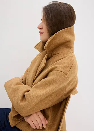 Bunda na přechodné období ve vlněném vzhledu • oříšková • bonprix obchod