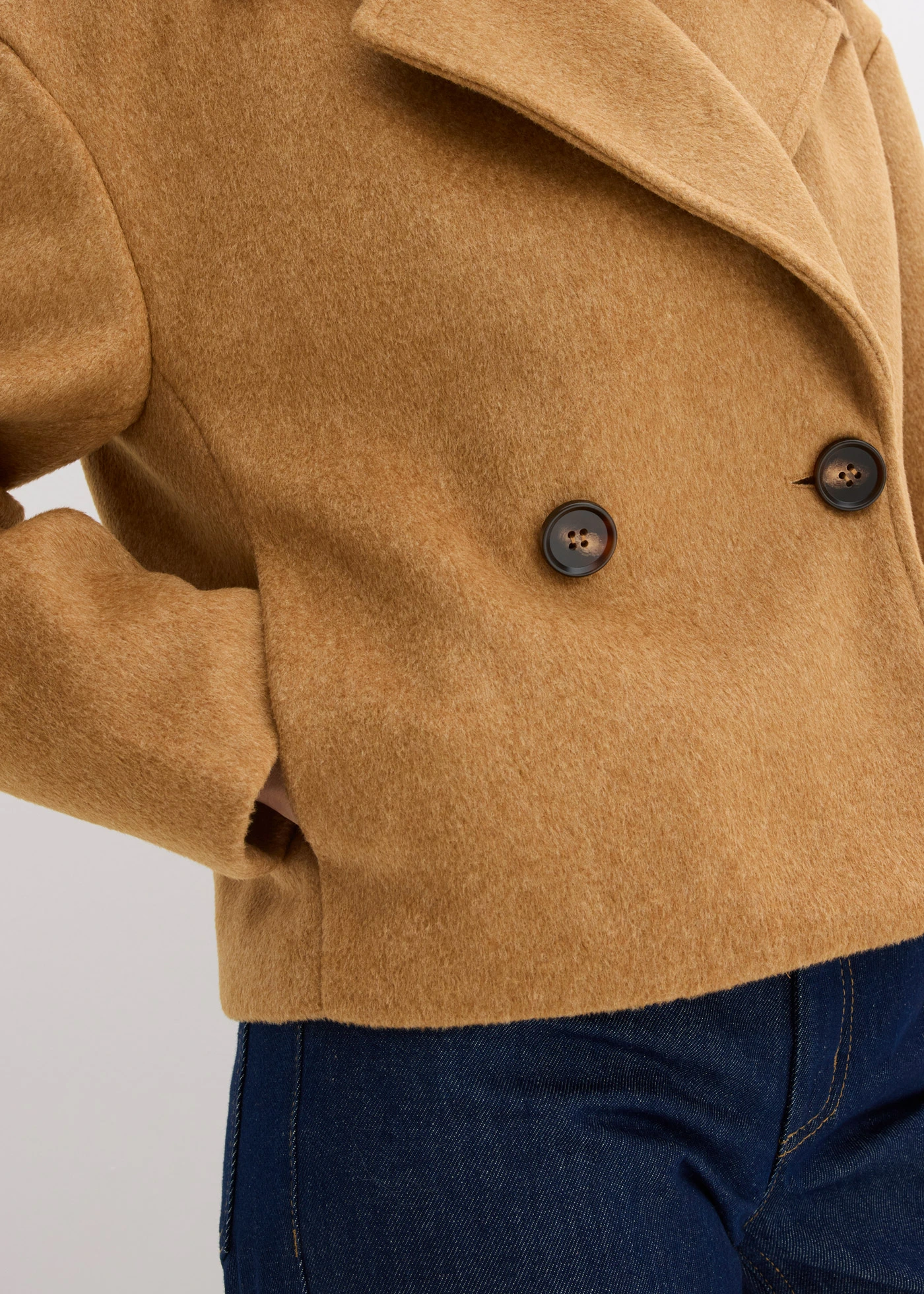 Bunda na přechodné období ve vlněném vzhledu • oříšková • bonprix obchod