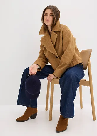 Bunda na přechodné období ve vlněném vzhledu • oříšková • bonprix obchod