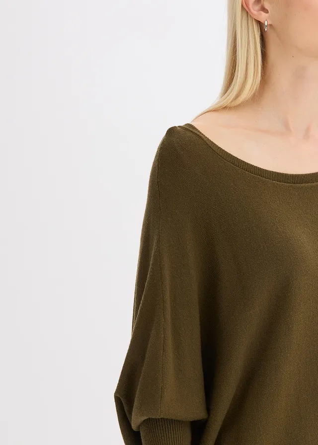 Pull en fine maille, viscose majoritaire • olive • product-page.page-title-suffix