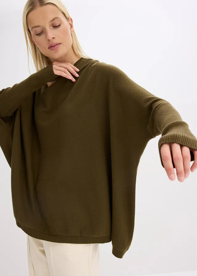 Pull en fine maille, viscose majoritaire • olive • product-page.page-title-suffix