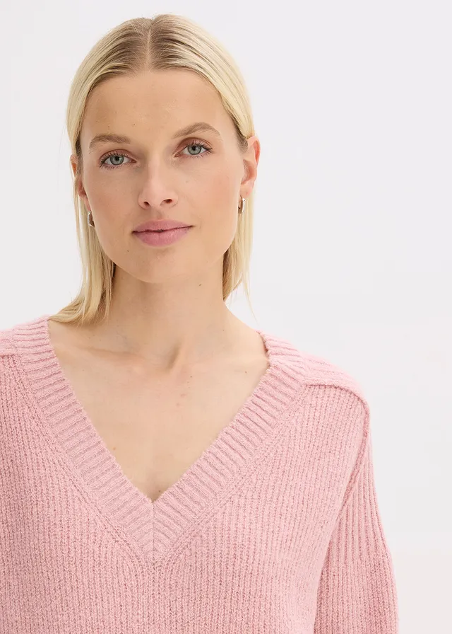 Pull col V oversize • rose cendré • product-page.page-title-suffix