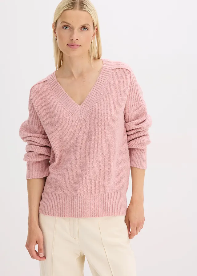Pull col V oversize • rose cendré • product-page.page-title-suffix
