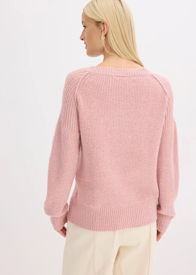 Pull col V oversize • rose cendré • product-page.page-title-suffix