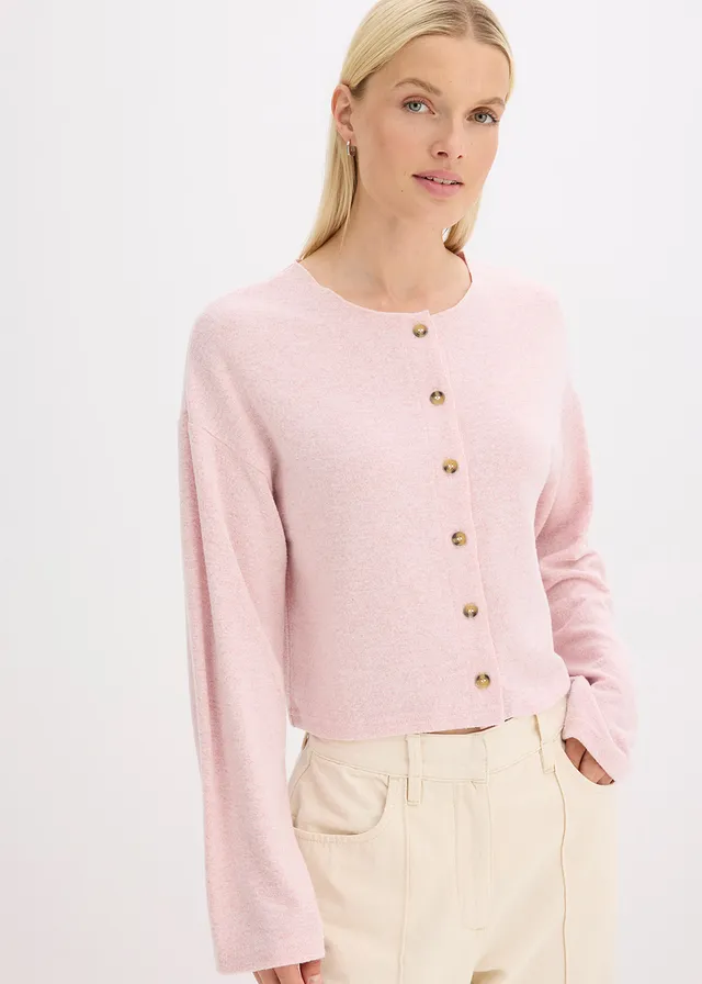 Gilet en fine maille côtelée • rose cendré chiné • product-page.page-title-suffix
