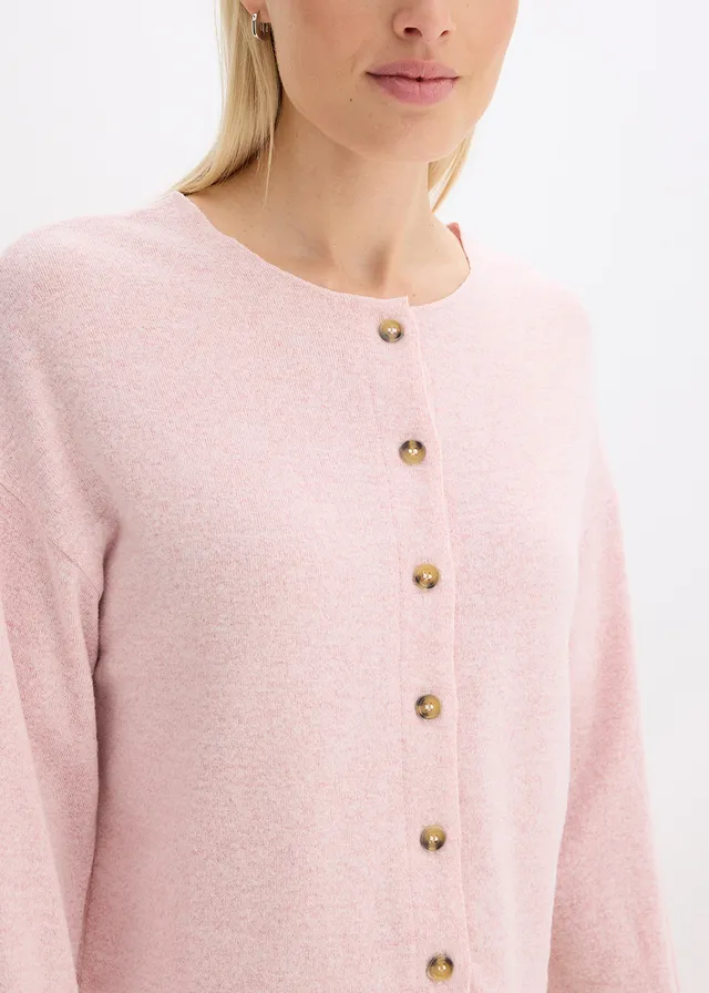 Gilet en fine maille côtelée • rose cendré chiné • product-page.page-title-suffix