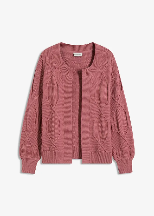 Vest met een vlechtpatroon, Kleur: soft bessen