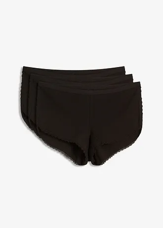Damskie bokserki z bawełną (3 pary) • czarny • sklep bonprix