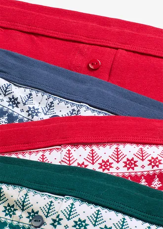 Dámské boxerky s organickou bavlnou (4 ks v balení) • modrá se vzorem + červená se vzorem + zelená se vzorem • bonprix obchod