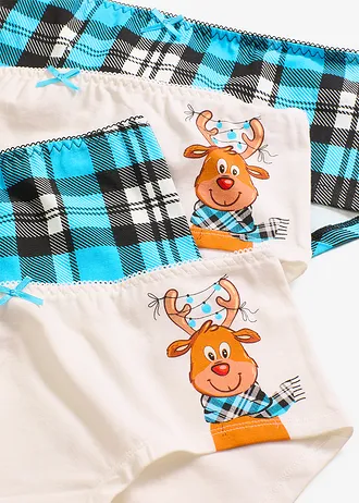 Maxikalhotky s bavlnou (4 ks v balení) • ecru s potiskem + modrá kostka • bonprix obchod