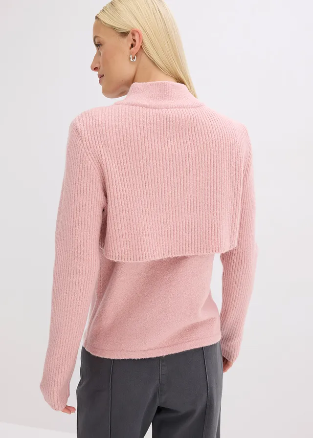 Pull à effet superposé • rose cendré/rose dragée • product-page.page-title-suffix