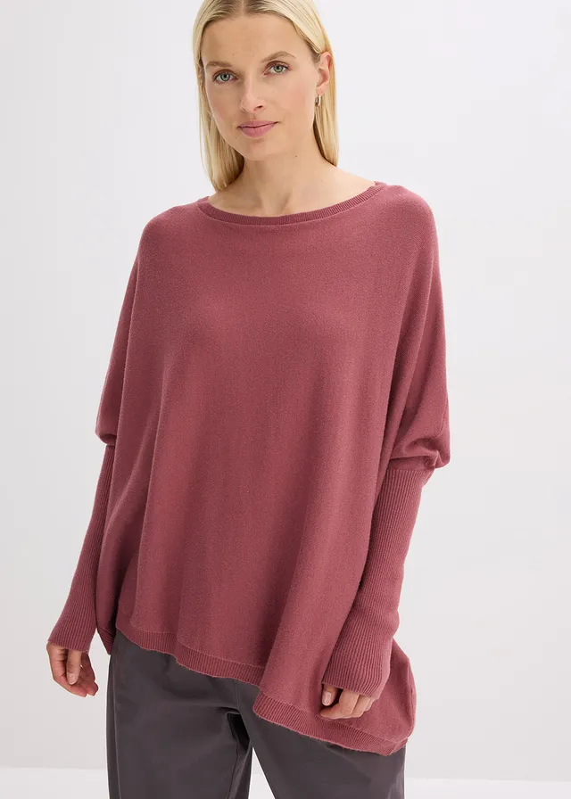 Gebreide trui in een fijne viscosemix, Kleur: soft bessen
