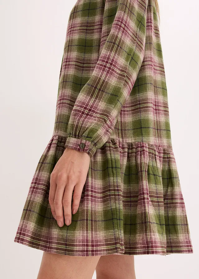 Robe courte en coton majoritaire • olive carreaux • product-page.page-title-suffix