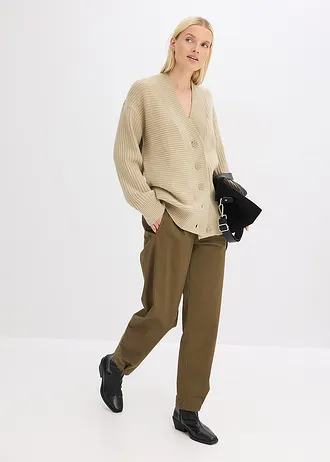 Kardigan s žebrovaným vzorem • matně rákosový melír • bonprix obchod