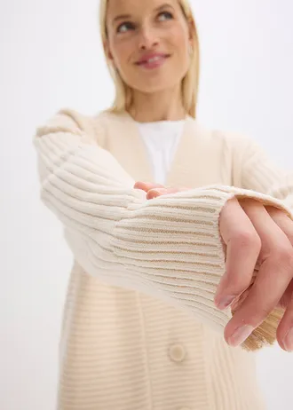 Kardigan s žebrovaným vzorem • šedobéžový melír • bonprix obchod